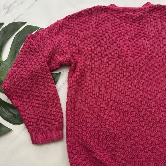 Rosanna Womens Vintage 90s Cardigan Sweater Size M Bright Pink Cable Knit Cotton - Picture 11 of 12